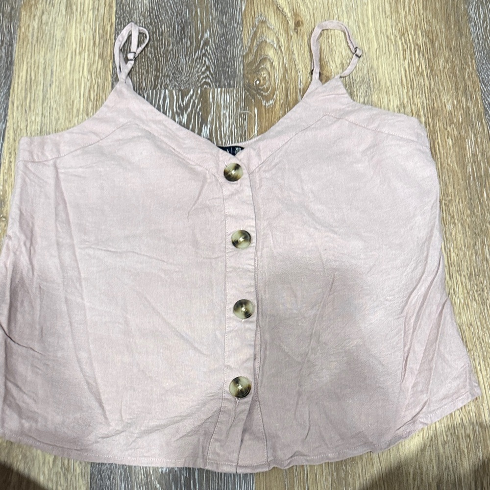 Women’s Blush Pink Button-Front Cropped Camisole